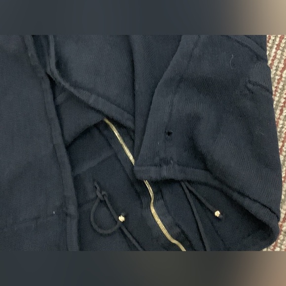 Women’s Medium St. John Sport Wool/Silk Gold Hardware Full Zip Hooded Sweater - Picture 13 of 16